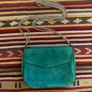 Emerald green genuine suede purse